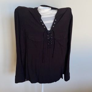 Rock republic black lace up front shirt